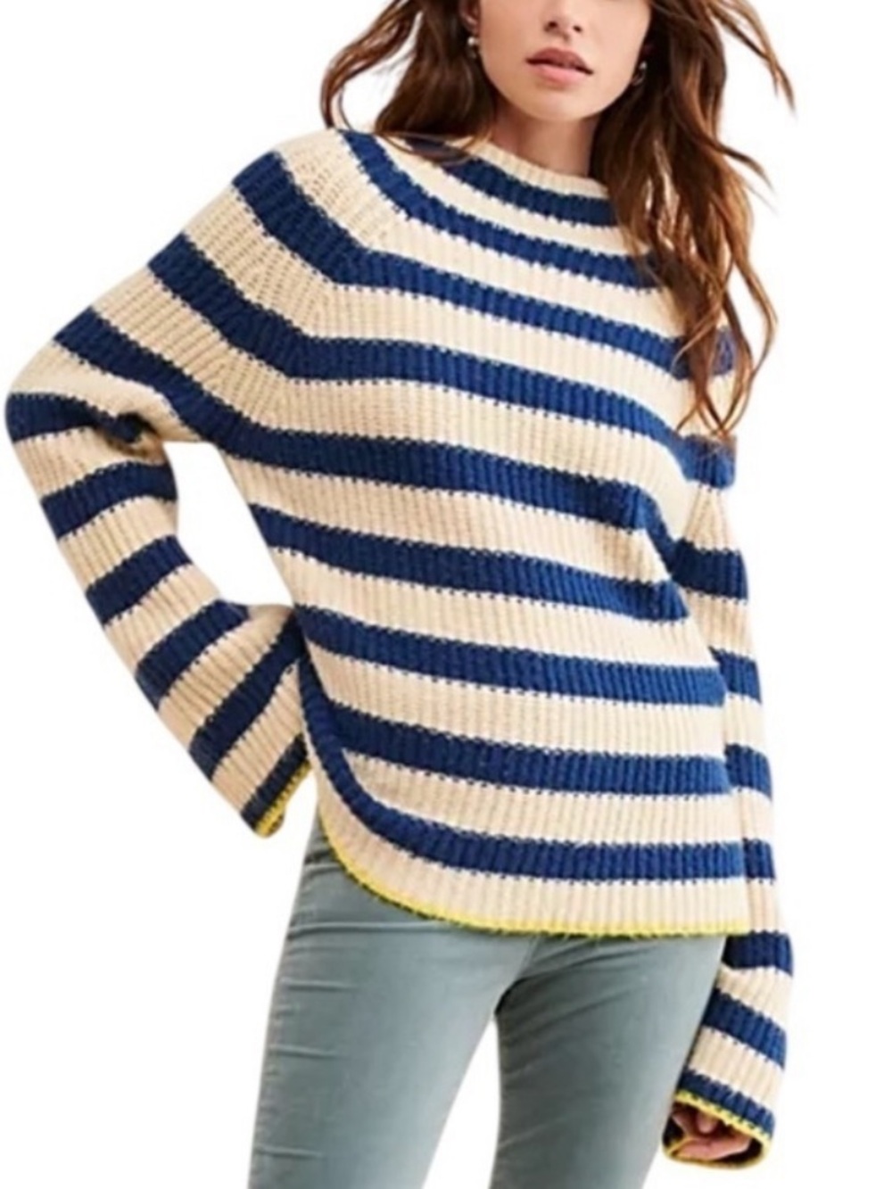 Anthropologie Maeve Striped Mockneck Sweater